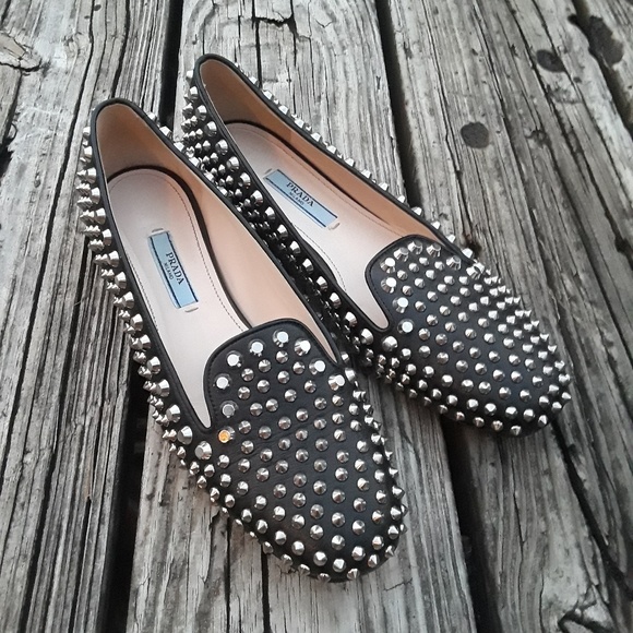 prada studded loafers